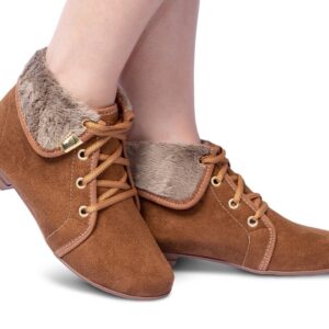 Bota Coturno Feminino Cano Curto Pele Inverno - Leila Soares